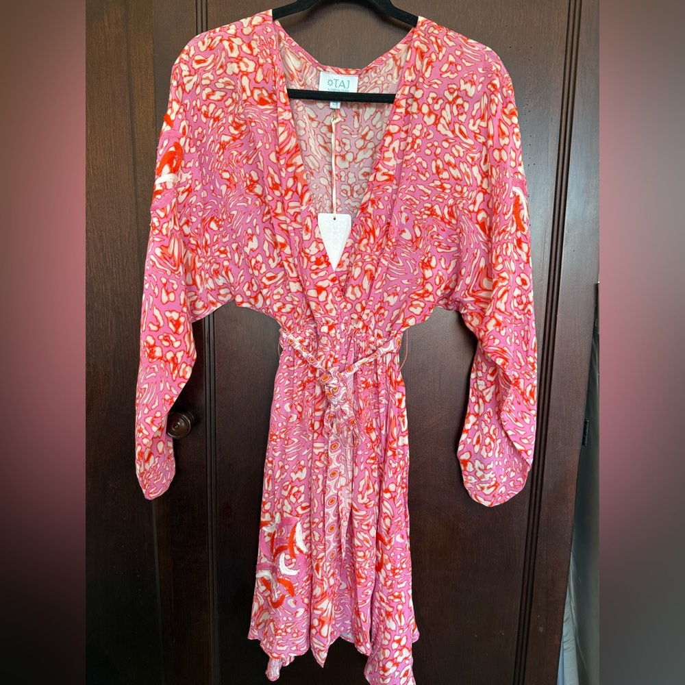 NWT Taj By Sabrina Crippa Embroidered Miami Resort Dress/Cover Up $490